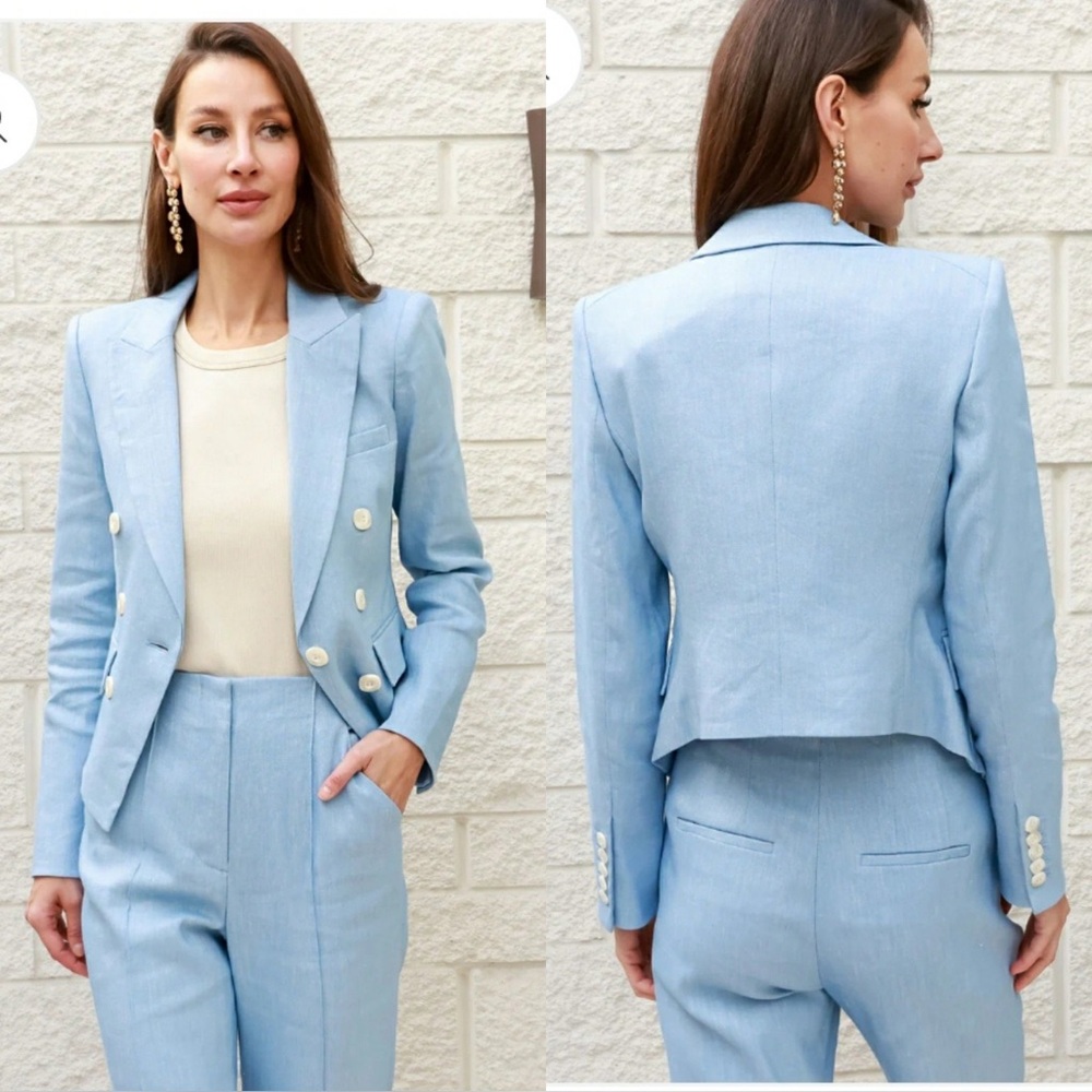 NWT $598 Veronica Beard Diego Dickey Jacket - Lake Blue